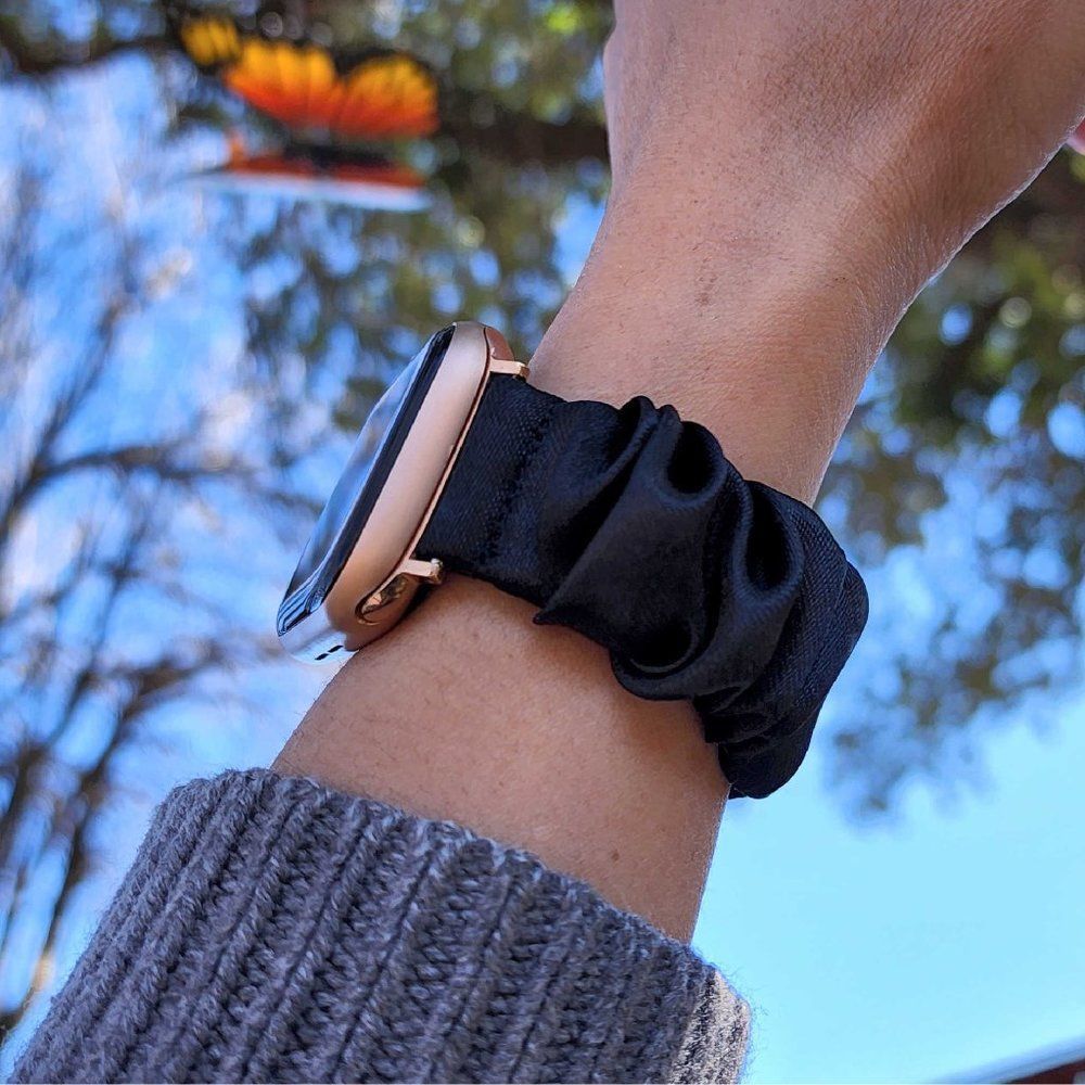 Black Scrunchie Watch Band for Apple Watch 38-40-41mm 42-44-45mm and 49mm Ultra